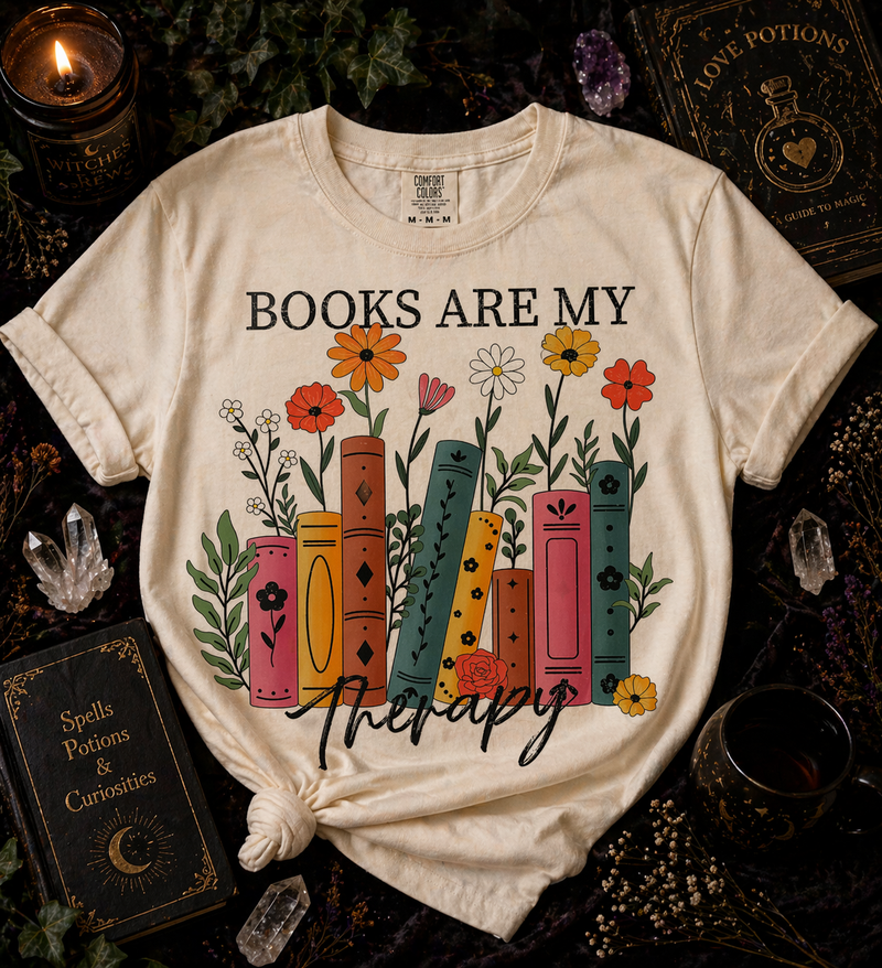 🍄📚 Books Are My Therapy Tee 📚🍄