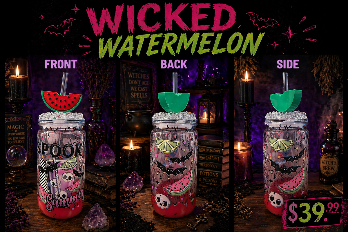 Wicked Watermelon Snowglobe Tumbler 🍉🖤